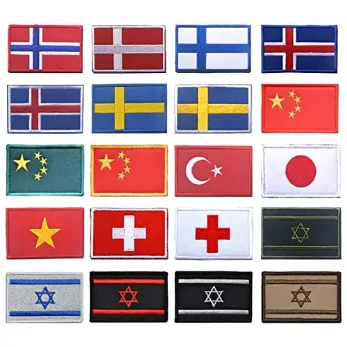 2 PCS AliPlus Italy Flag Patches Embroidered Tactical Military Morale Patch Applique Fastener Hook and Loop(Black Border) - 6