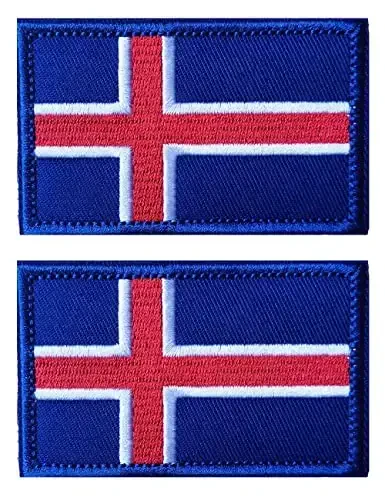 2 PCS AliPlus Iceland Flag Patches Embroidered Tactical Military Morale Patch Applique Fastener Hook and Loop - 1