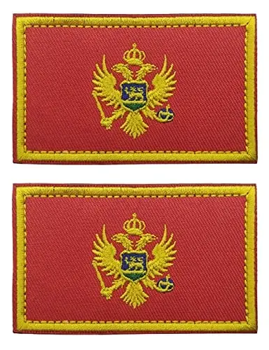 2 PCS AliPlus Montenegro Flag Patches Embroidered Tactical Military Patch Morale Patch Applique Fastener Hook and Loop - 1