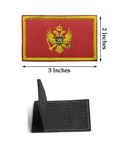 2 PCS AliPlus Montenegro Flag Patches Embroidered Tactical Military Patch Morale Patch Applique Fastener Hook and Loop - 2