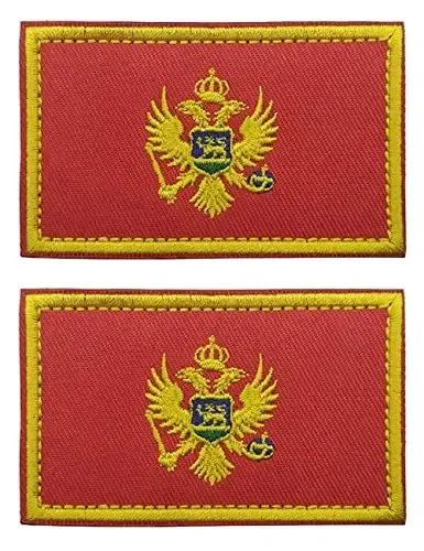 2 PCS AliPlus Montenegro Flag Patches Embroidered Tactical Military Patch Morale Patch Applique Fastener Hook and Loop - ALIPLUS