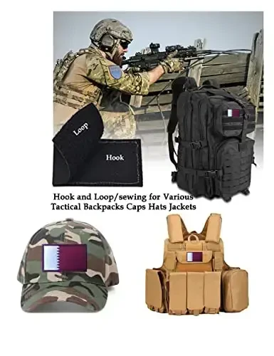 2 PCS AliPlus Qatar Flag Patches Embroidered Tactical Military Morale Patch Applique Fastener Hook and Loop - 4