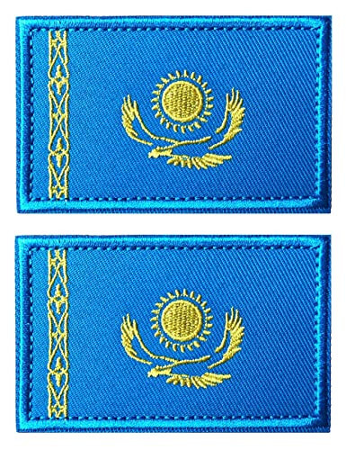 2 PCS AliPlus Kazakhstan Flag Patches Embroidered Tactical Military Morale Patch Applique Fastener Hook and Loop - 5