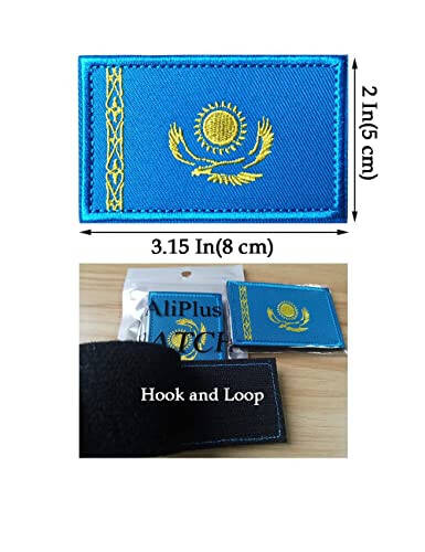 2 PCS AliPlus Kazakhstan Flag Patches Embroidered Tactical Military Morale Patch Applique Fastener Hook and Loop - 7