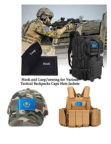 2 PCS AliPlus Kazakhstan Flag Patches Embroidered Tactical Military Morale Patch Applique Fastener Hook and Loop - 8