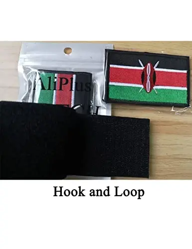 2 PCS AliPlus Kenya Flag Patches Embroidered Tactical Military Morale Patch Applique Fastener Hook and Loop - 5