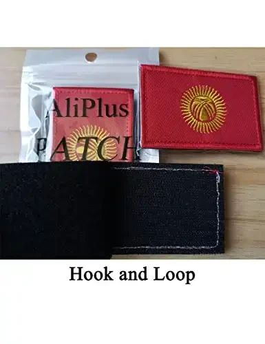 2 PCS AliPlus Kyrgyz Flag Patches Embroidered Tactical Military Morale Patch Applique Fastener Hook and Loop - 5