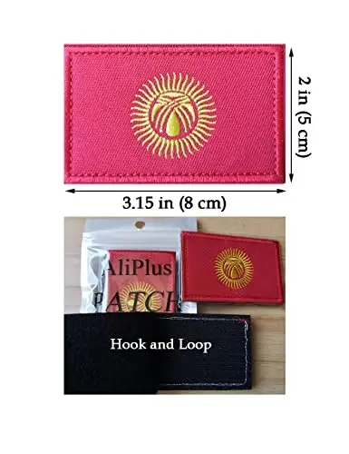 2 PCS AliPlus Kyrgyz Flag Patches Embroidered Tactical Military Morale Patch Applique Fastener Hook and Loop - 3