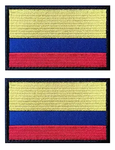 2 PCS AliPlus Colombia Flag Patches Embroidered Tactical Military Morale Patch Applique Fastener Hook and Loop 
