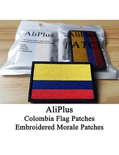 2 PCS AliPlus Colombia Flag Patches Embroidered Tactical Military Morale Patch Applique Fastener Hook and Loop - 2