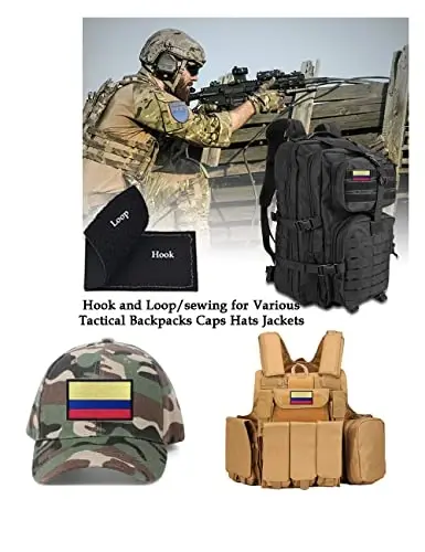 2 PCS AliPlus Colombia Flag Patches Embroidered Tactical Military Morale Patch Applique Fastener Hook and Loop - 4