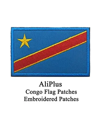 2 PCS AliPlus Congo Flag Patches Embroidered Tactical Military Morale Patch Applique Fastener Hook and Loop - 2