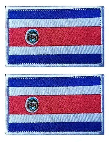 2 PCS AliPlus Costa Rica Flag Patches Embroidered Tactical Military Morale Patch Applique Fastener Hook and Loop - 1