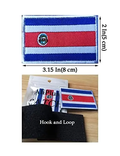 2 PCS AliPlus Costa Rica Flag Patches Embroidered Tactical Military Morale Patch Applique Fastener Hook and Loop - 3
