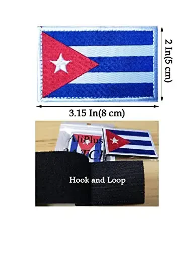 2 PCS AliPlus Cuba Flag Patches Embroidered Tactical Military Morale Patch Applique Fastener Hook and Loop - 3