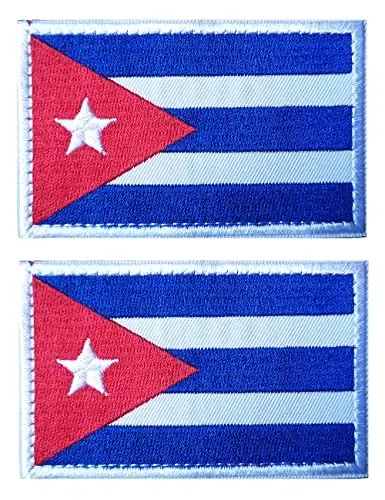 2 PCS AliPlus Cuba Flag Patches Embroidered Tactical Military Morale Patch Applique Fastener Hook and Loop - 1