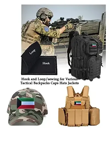 2 PCS AliPlus Kuwait Flag Patches Embroidered Tactical Military Morale Patch Applique Fastener Hook and Loop - 4