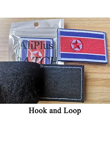 2 PCS AliPlus North Korea Flag Patches Embroidered Tactical Military Morale Patch Applique Fastener Hook and Loop - 5