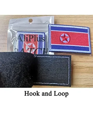 2 PCS AliPlus North Korea Flag Patches Embroidered Tactical Military Morale Patch Applique Fastener Hook and Loop - 5