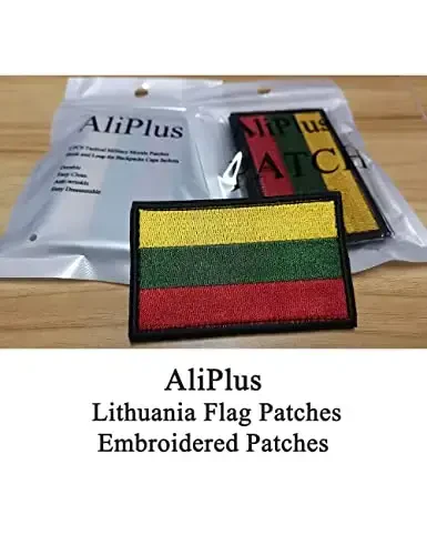 2 PCS AliPlus Lithuania Flag Patches Embroidered Tactical Military Morale Patch Applique Fastener Hook and Loop - ALIPLUS (1)