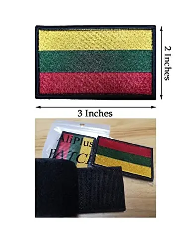 2 PCS AliPlus Lithuania Flag Patches Embroidered Tactical Military Morale Patch Applique Fastener Hook and Loop - 3