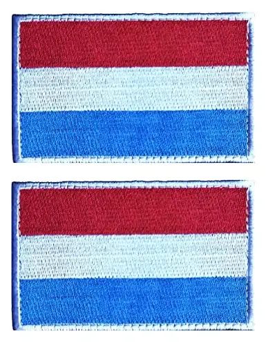 2 PCS AliPlus Luxembourg Flag Patches Embroidered Tactical Military Patch Morale Patch Applique Fastener Hook and Loop - 1