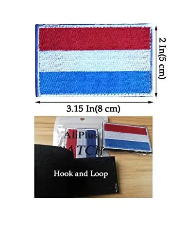 2 PCS AliPlus Luxembourg Flag Patches Embroidered Tactical Military Patch Morale Patch Applique Fastener Hook and Loop - 3