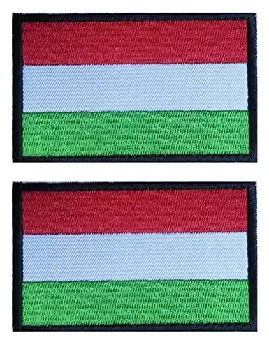 2 PCS AliPlus Hungary Flag Patches Embroidered Tactical Military Morale Patch Applique Fastener Hook and Loop 