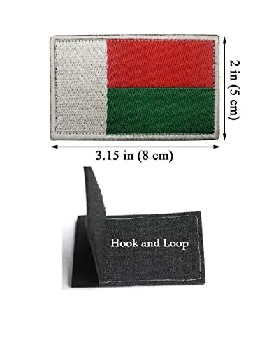 2 PCS AliPlus Madagascar Flag Patches Embroidered Tactical Military Morale Patch Applique Fastener Hook and Loop - ALIPLUS (1)