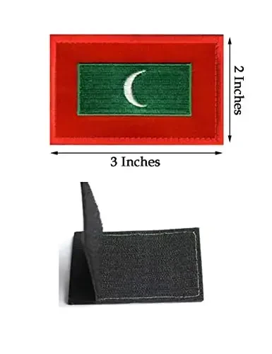 2 PCS AliPlus Maldives Flag Patches Embroidered Tactical Military Morale Patch Applique Fastener Hook and Loop - 3