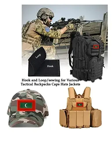 2 PCS AliPlus Maldives Flag Patches Embroidered Tactical Military Morale Patch Applique Fastener Hook and Loop - 4