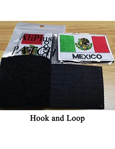 2 PCS AliPlus Mexican Flag Patch Embroidered Tactical Military Morale Patch Applique Fastener Hook and Loop(02) - 5