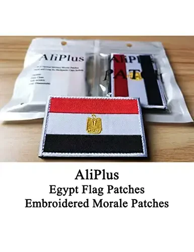 2 PCS AliPlus Egypt Flag Patches Embroidered Tactical Military Morale Patch Applique Fastener Hook and Loop - 2