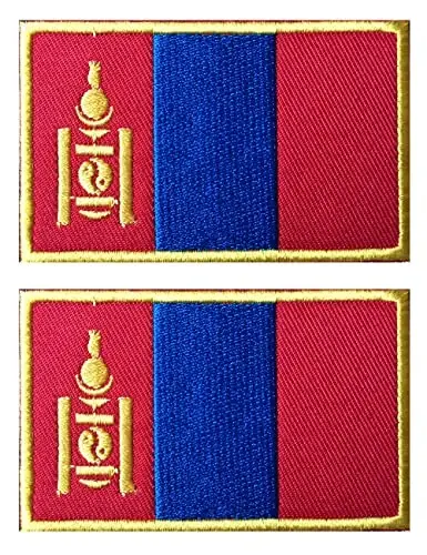 2 PCS AliPlus Mongolia Flag Patches Embroidered Tactical Military Morale Patch Applique Fastener Hook and Loop - ALIPLUS
