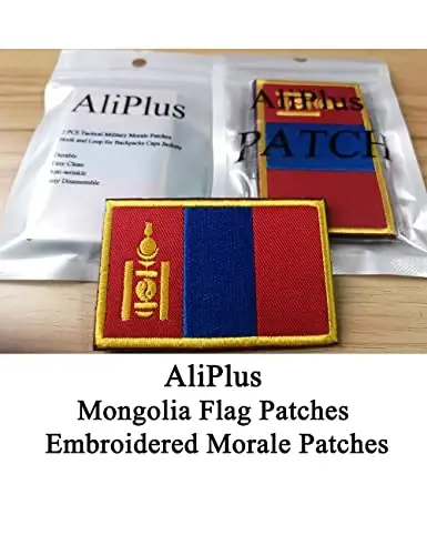 2 PCS AliPlus Mongolia Flag Patches Embroidered Tactical Military Morale Patch Applique Fastener Hook and Loop - 2