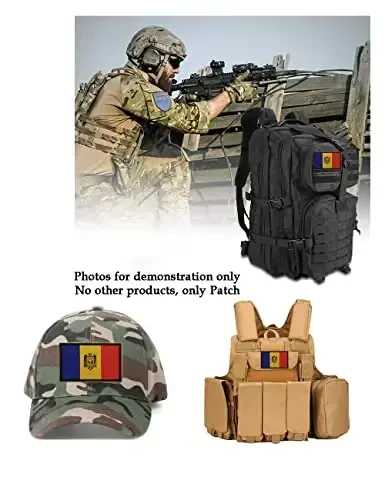 2 PCS AliPlus Moldova Flag Patches Embroidered Tactical Military Morale Patch Applique Fastener Hook and Loop - 3