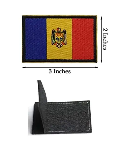 2 PCS AliPlus Moldova Flag Patches Embroidered Tactical Military Morale Patch Applique Fastener Hook and Loop - 2