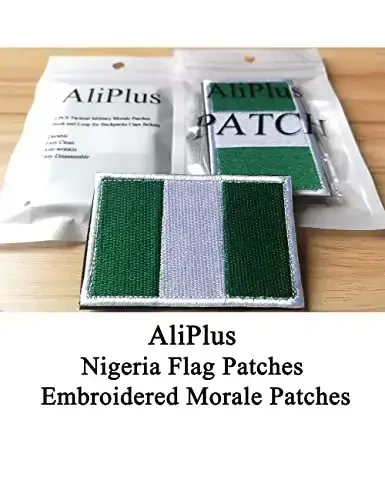 2 PCS AliPlus Nigeria Flag Patches Embroidered Tactical Military Morale Patch Applique Fastener Hook and Loop - 2