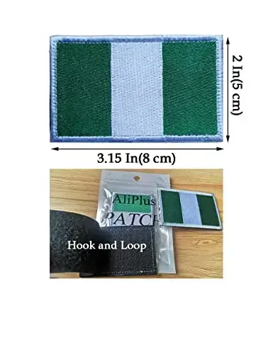 2 PCS AliPlus Nigeria Flag Patches Embroidered Tactical Military Morale Patch Applique Fastener Hook and Loop - 3