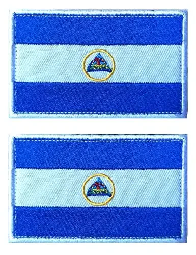 2 PCS AliPlus Nicaragua Flag Patches Embroidered Tactical Military Morale Patch Applique Fastener Hook and Loop - ALIPLUS