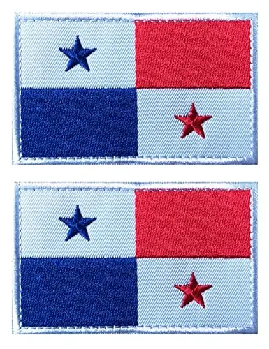 2 PCS AliPlus Panama Flag Patches Embroidered Tactical Military Morale Patch Applique Fastener Hook and Loop - ALIPLUS