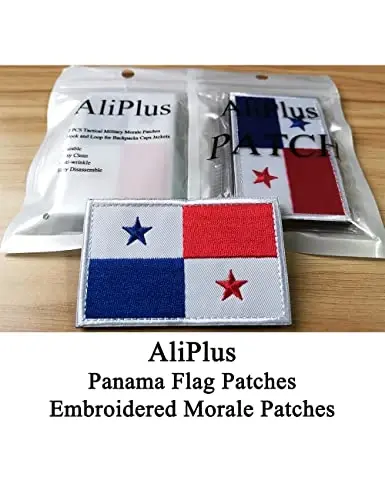2 PCS AliPlus Panama Flag Patches Embroidered Tactical Military Morale Patch Applique Fastener Hook and Loop - ALIPLUS (1)