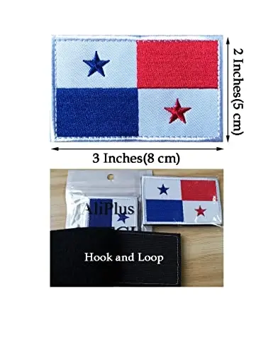 2 PCS AliPlus Panama Flag Patches Embroidered Tactical Military Morale Patch Applique Fastener Hook and Loop - 3