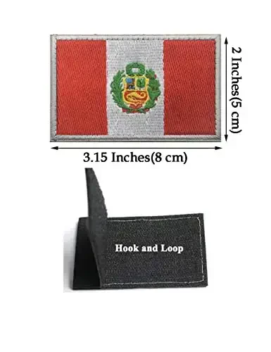 2 PCS AliPlus Peru Flag Patches Embroidered Tactical Military Morale Patch Applique Fastener Hook and Loop - 2