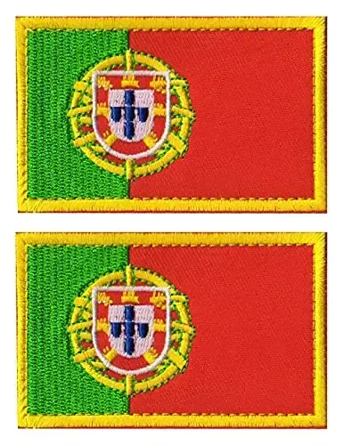 2 PCS AliPlus Portuguese Flag Patches Embroidered Tactical Military Morale Patch Applique Fastener Hook and Loop 