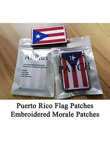 2 PCS AliPlus Puerto Rico Flag Patches Embroidered Tactical Military Morale Patch Applique Fastener Hook and Loop - 5