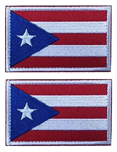 2 PCS AliPlus Puerto Rico Flag Patches Embroidered Tactical Military Morale Patch Applique Fastener Hook and Loop 