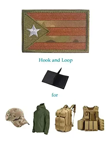 2 PCS AliPlus Puerto Rico Flag Patches Embroidered Tactical Military Morale Patch Applique Fastener Hook and Loop(CP) - 5