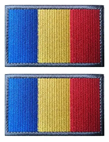 2 PCS AliPlus Romania Flag Patches Embroidered Tactical Military Morale Patch Applique Fastener Hook and Loop 