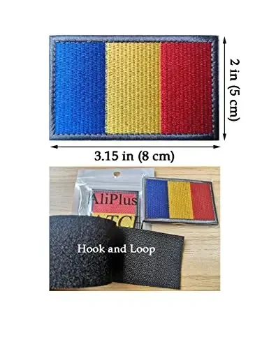 2 PCS AliPlus Romania Flag Patches Embroidered Tactical Military Morale Patch Applique Fastener Hook and Loop - 3